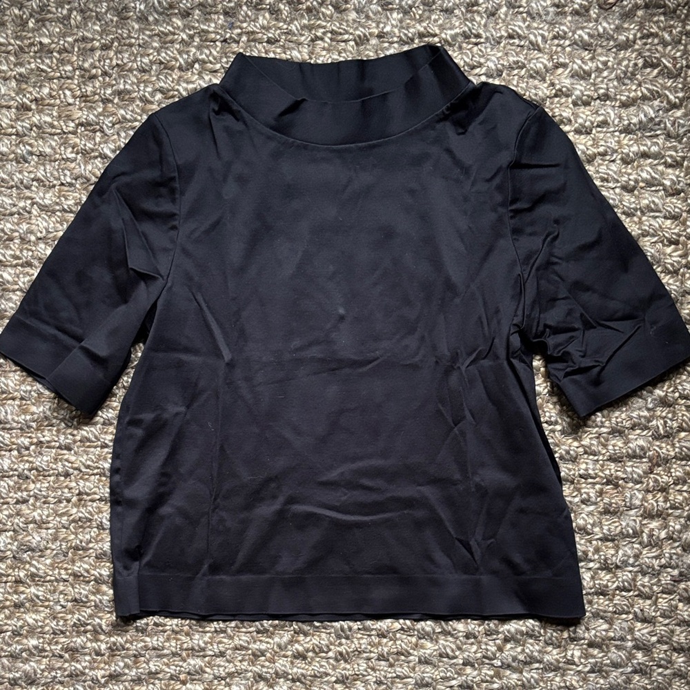 COS Black Short Sleeve Mock-Neck Top